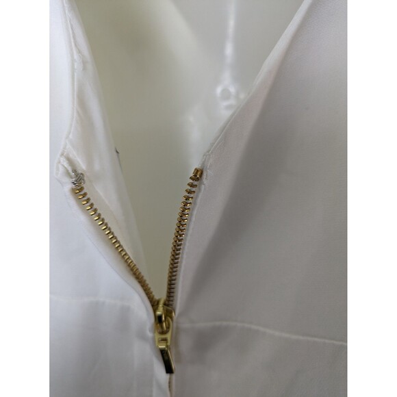 Mac Duggal V-Neck White A-Line Simple Elegant Summer Pockets Wedding Dress SZ 6 - Picture 8 of 13